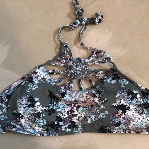 NWOT green and purple halter swim top!!